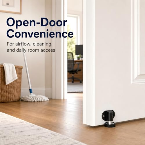 Magnetic Door Stopper 2 Pack Zinc Alloy Adhesive Screw Mount Black