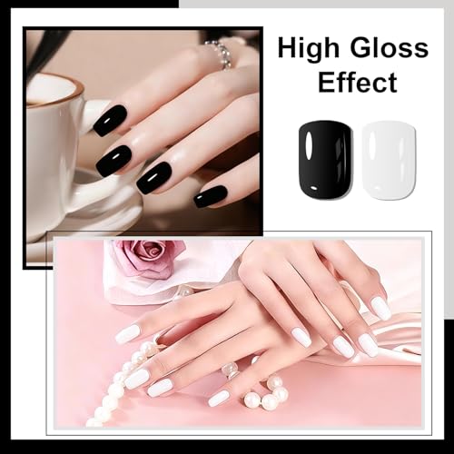 OpenLive 2Pcs Nail Polish Set 16.5ml Black and White Quick Dry Nail Polish Non Gel Nail Art DIY Home Manicure Gift for Women - color: Black and White