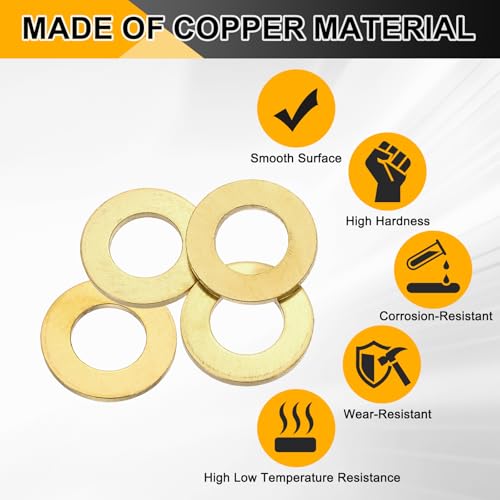 PATIKIL M16x30x3mm Flat Washers, 4PCS Brass Automotive Drain Plug Gaskets Flat Ring Oil Crush Washer Spacers for Faucets Garden Bolts Screws Hose, Golden - size: M16x30x3mm