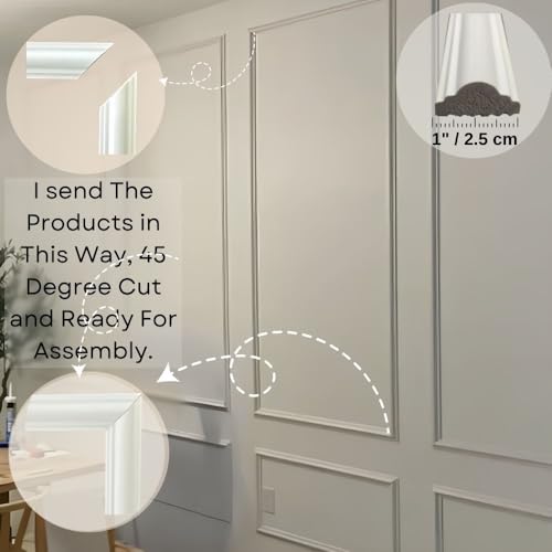 Self-Adhering Wall Molding Kit - Pre-Cut Wall Paneling Kit - Accent Wall Trim - Wainscoting - 3 Panel Design (Style-1)