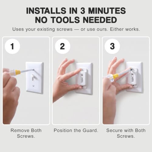 Light Switch Cover Guard (6 Pack, Toggle) – Child Proof Light Switch Lock & Switch Guard – Prevents Kids from Turning Lights On/Off – Easy Install Wall Switch Protector, White