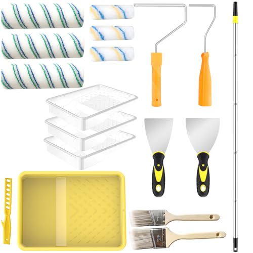 Leshein Paint Roller Kit with Extension Pole, Paint Brushes Set for Walls