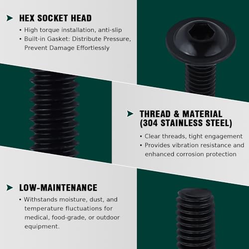 M4-0.7 x 8mm (100 pcs) Black Hex Socket Head Cap Screws, 304 Stainless Steel 18/8, Furniture Bolts, Connector Screws for Furniture, Black Oxide Finish, Full Thread, Hex Spanner Wrench Included - size: M4-0.7 x 8mm