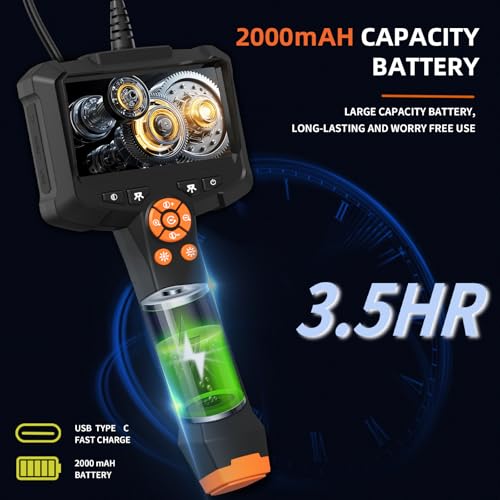 Daxiongmao Borescope 1080P Industrial Endoscope Inspection Camera | Mechanical Tool for Automotive, HVAC, Plumbing, 4.3" IPS Screen, IP67 Waterproof & 16.5ft Semi-Rigid Flexible Snake Probe - size: 16.5 FT