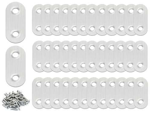 100PACK 1.4INCH X 0.6INCH Stainless Steel Straight Flat Bracket Repair Plate Brace,Mending Joining Plates for Wood, Board, Bed Frame, Furniture & Shelves,with Screws - size: 100PACK 1.4INCH X 0.6INCH