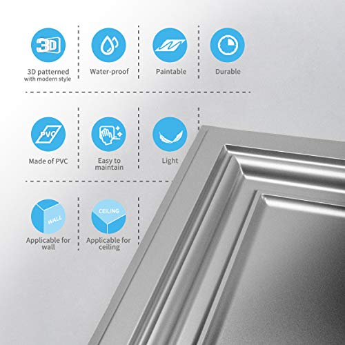 Art3d PVC Ceiling Tiles, 3D Plastic Sheet in White, 2 x 2 ft, 12-Pack - color: White 1, size: 24"x24"