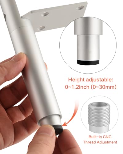 4 Pack Adjustable Metal Furniture Legs Silvery 3.3-4.5 Inch Coffee Table Legs Dresser Feet Cabinet Feet Replacement Support Foot Desk Legs - color: Silvery, size: 3.3-4.5 inch(4pcs)