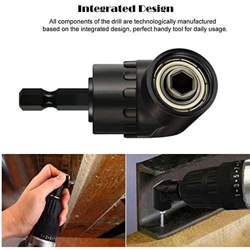 CIGOTU Right Angle Drill Adaptor,4-in-1 Impact Drill Bit Extension,360° Rotatable 1/4 3/8 1/2" Impact Grade Socket Adapter Set,105 Degree Angle Screwdriver Drill Bit for Household Workplace Industry - color: 4*black