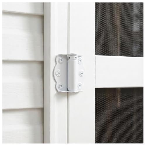 Nuk3y Screen Door Spring Hinge Set, 2-3/4"", Set Includes 2 Self-Closing Hinges & 1 Adjustable Self-Closing Hinge. (White) - color: White
