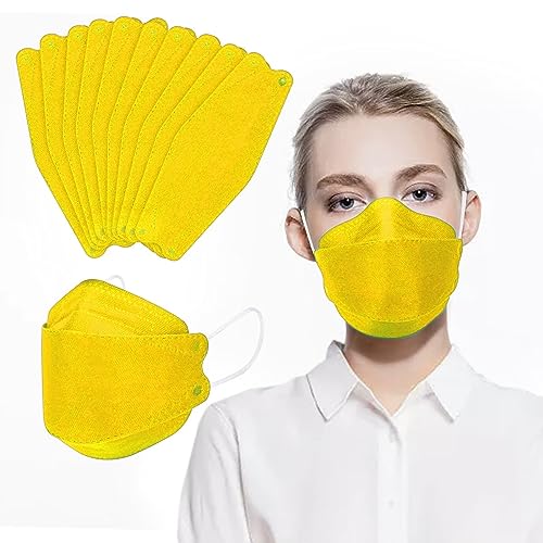 Borje KN95 Face Masks 50 Pack,Breathable Comfortable and Disposable KN95 Mask,Masks for Adults - color: Yellow=50pcs