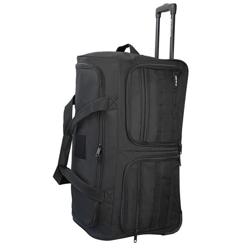 US Army ROMEO 28-inch Large Tactical Duffel Bag with Wheels | Heavy Duty Material, Molle Webbing, Water Resistant Military Rolling Bag for Travel, Deployment, and Camping - Black - color: Black, size: 28-inch