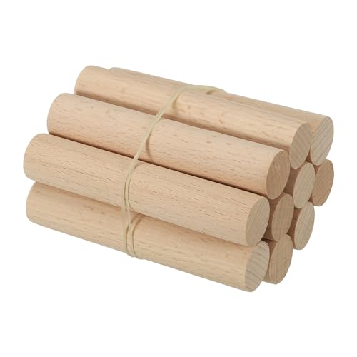 PATIKIL 3/4 x 4 Inch Dowel Rods Wood Sticks Unfinished Round Dowels 10pcs - size: 3/4"x4"