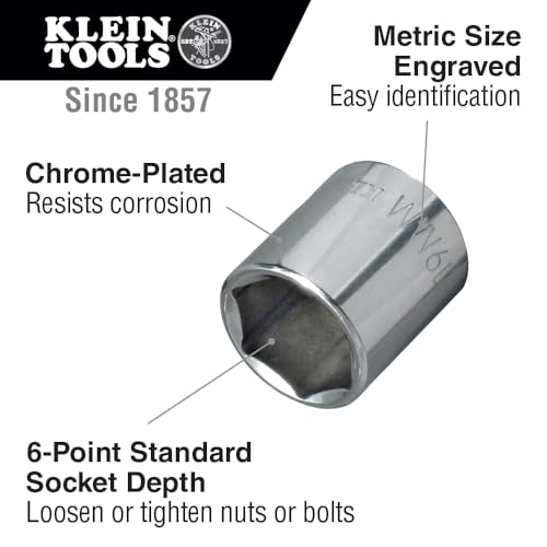 Klein Tools 65506 3/8-Inch Drive Socket Wrench Set with Metric Sizes on 6-Point Sockets, Case Included, 13-Piece - size: 3/8-Inch, style: 13-Piece