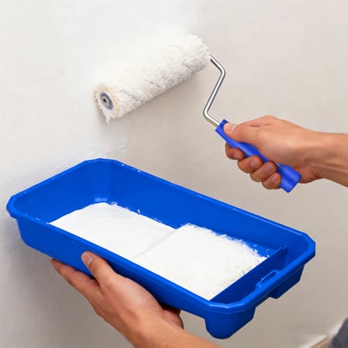 22 PCS 4 Inch Paint Tray Set, 20 Set Paint Roller Tray with 2 Paint Roller Frame, Paint Tray Liner for Home Improvement, Walls and Furniture Painting,Blue