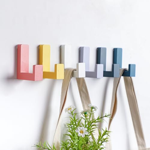 Teenyyou 6 Pcs Cute Kids Wall Hooks Adhesive for Backpack Colorful - color: Colorful