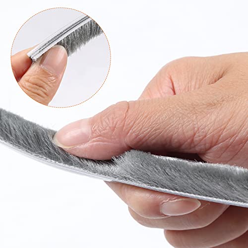 Weather Stripping Door Seal - 5m (16ft) Brush Weather Stripping,Card-Slot Seal Strip Pile Weatherstrip for Door Window (7mm x 6mm (Backing 0.276 x Brush 0.236 Inch), Gray) - size: 7 mm x 6 mm