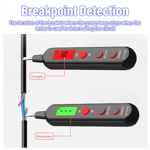 Smart Voltage Tester Pen, Non-Contact AC Detector with LCD, NCV Induction, Live/Neutral Identification, Breakpoint Detection & LED Flashlight, CAT II 300V for Home Repair, Electricians & DIY