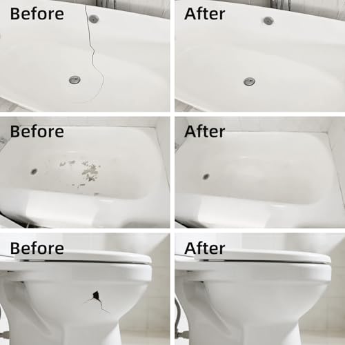 Tub Repair Kit White, Porcelain Sink Repair Kit for Fiberglass, Acrylic | Fix Chips, Cracks, Scratches & Holes in Bathtub, Toilet, Shower, Ceramic Tile, Enamel
