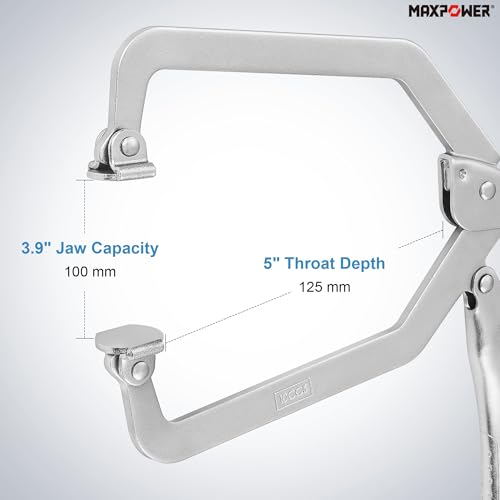 MAXPOWER 10.5" Self-Adjust Locking C-Clamp, 3.9" Jaw Oepning, Swivel Pad - style: Locking C Clamp 10.5"