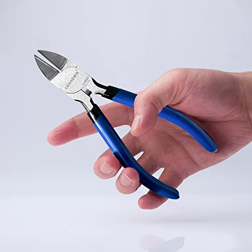 Wire Cutters 5", 5 Pack KAIHAOWIN Precision Flush Cutters Ultra Sharp Wire Cutters for Crafting Side Cutters Wire Snips Spring Loaded Dikes Wire Cutter for Jewelry Making, Blue with Black Handle - size: 5 inch
