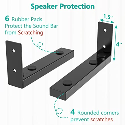 WALI Center Channel Speaker Wall Mount, Universal Soundbar Wall Mount Bracket Hold up to 30 lbs, Arms Extend Adjustment from 7 to 11.5 inch (SLK201), Black - size: 7 to 11.5 inch
