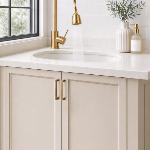 Ravinte Antique Brass Kitchen Cabinet Solid Handles,4 Inch,5 Pack - color: Antique Brass, size: 4 Inches Hole Center