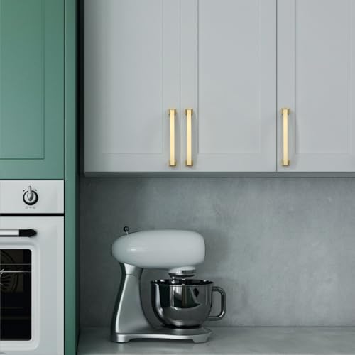 Asidrama 10 Pack 4 Inch(102mm) Brushed Gold Kitchen Cabinet Handles, Cabinet Pulls Kitchen Cabinet Hardware for Cupboard Drawer Pulls - color: Brushed Gold, size: 4" Hole Center, style: 10 Pack