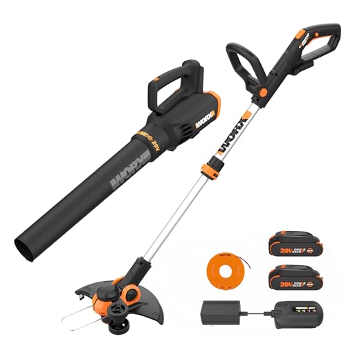 WORX 20V 12" Cordless String Trimmer & 360CFM Leaf Blower Kit, WG928 - style: 12" Trimmer & 360 CFM Blower