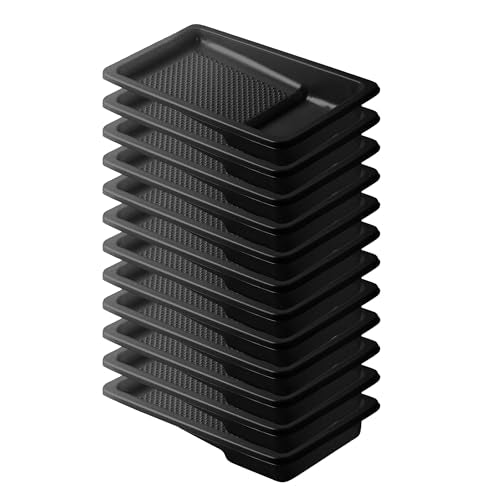 Bates 4 Inch Paint Tray Liners - 12 Pack Black Plastic Disposable Paint Pans - color: Black, size: 12 Pack 4 Inch