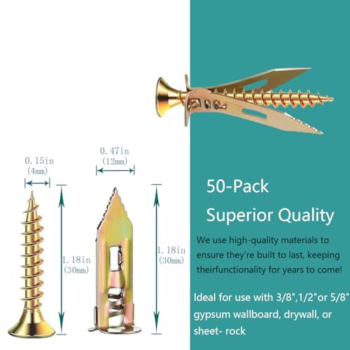 Drywall Anchors to Hang Pictures for Home Decorating, 100Pcs - size: Size 1 100Pcs