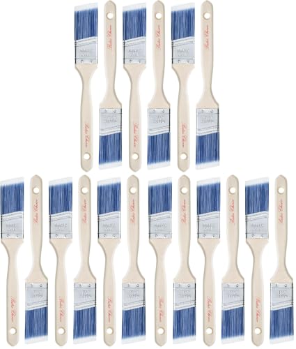 Bates 1.5-Inch Paint Brushes, 18 Pack - Treated Wood Handle, Stain & Wall Brushes, Furniture Paint Brush - color: Wood Handle Angle, size: 18 Pack, 1.5"