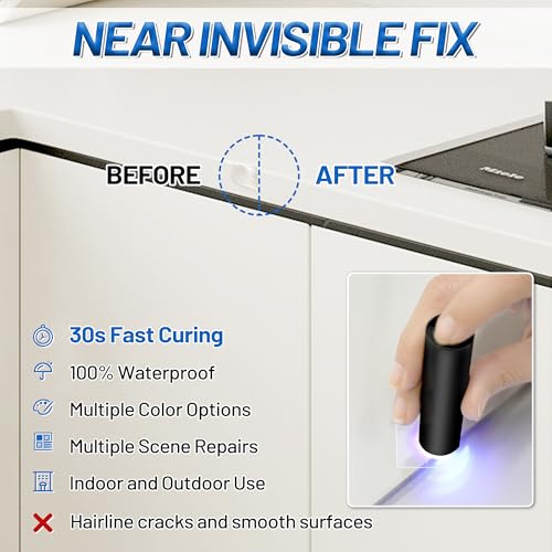 Quartz Countertop Repair Kit (Clear, White, Gray, Beige) 30s Fast Curing