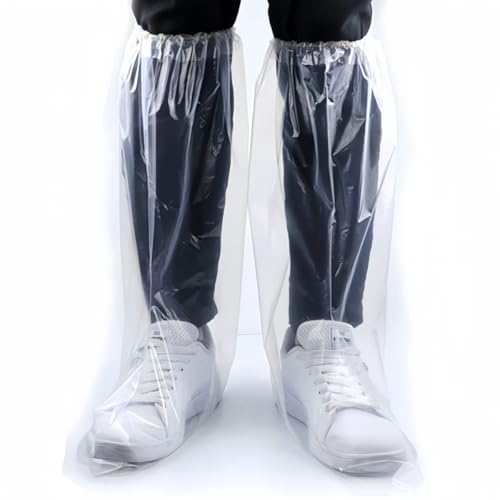 16 PCS Shoe Covers Disposable Non Slip,Thickened Waterproof Shoes Covers,19 inch Tall,Long Plastic Waterproof Shoes and Boots for Rain Covers Thicken Shoe Protector for Men and Women (8 Pairs,Clear) - color: Clear