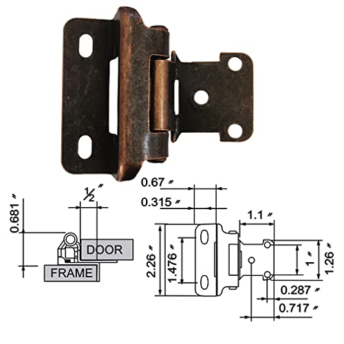 Cabinet Hinge Cabinet Body Spring Hinge Cabinet Door Hinge Part Warped 1/2 inch Embedded self Closing Hinge 4 Pack Oil Rubbed Bronze