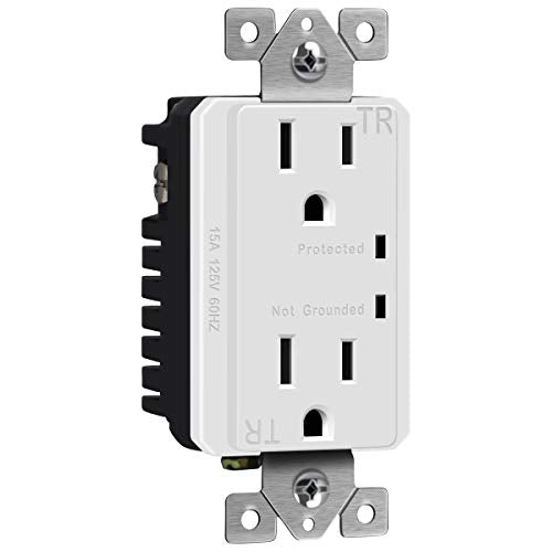 TOPGREENER Surge Protector Outlet, Tamper-Resistant, 15A 125V, White - color: White, size: with wall plate (15A)