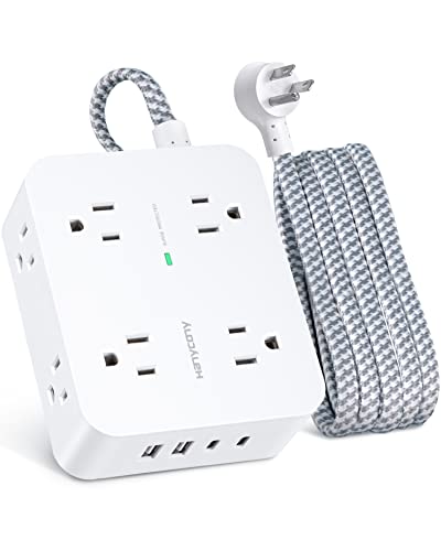 HANYCONY 6Ft Surge Protector Power Strip USB C, 1080J, 8 Outlet Extender - color: White, size: 6ft