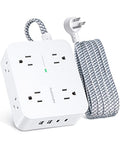 HANYCONY 6Ft Surge Protector Power Strip USB C, 1080J, 8 Outlet Extender - color: White, size: 6ft