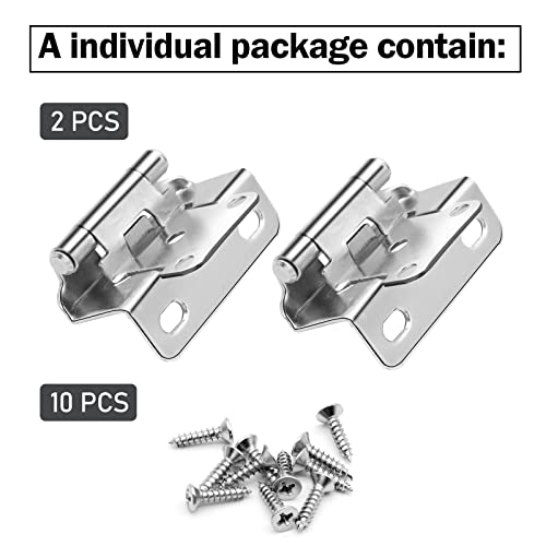 8 Pack (4 Pairs) 1/2 Inch Overlay Wrap Hinges Brushed Nickel Self Close - color: Brushed Nickel, size: 8 Pack (4 Pairs)