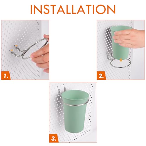 Pegboard Cups With Loops, 9 Pack Matcha Green Peg Board Holder Organizer - color: Matcha Green