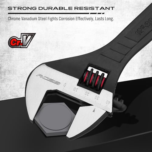 Adjustable Wrench Set Wrenches Sets: 4-Piece 6, 8, 10, 12 Inch Chrome Vanadium Steel Corrosion-Resistant Black Oxide Finish for Automotive Plumbing and Household Repairs - size: 4 PCS Professional Set (6",8",10",12")