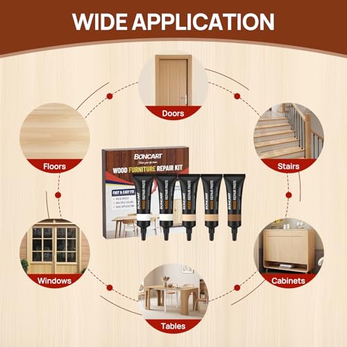 Boncart Wood Furniture Repair Kit, Wood Touch up Fillers - color: 5 Light Colors