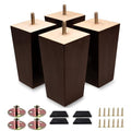 Sofa Legs Square Bed Feet 6 inch Wood Replacement Leg for Furniture Set of 4, Dark Brown （6inch） - color: 4sets, size: 6inch