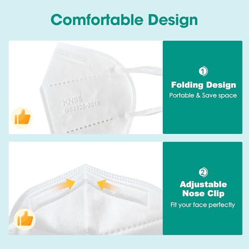 LEMENT KN95 Face Masks,100 Pack Breathable Cup Dust Mask For Adults,5 color - color: Adult-100 Pack-color
