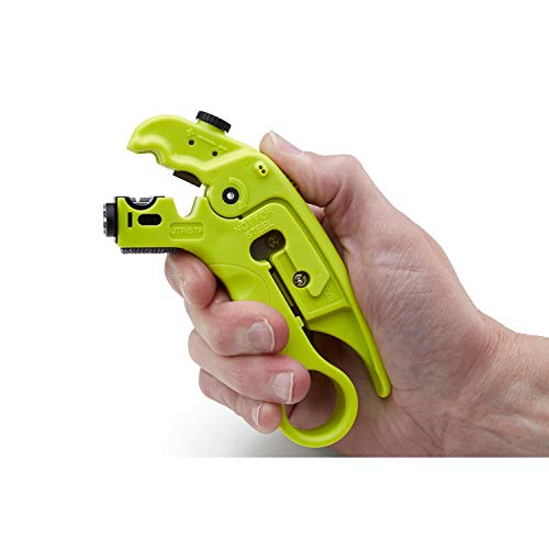 trueCABLE Wire Stripping and Cutting Tool for UTP, FTP, STP, Cat5e, Cat6, Cat6A Ethernet, RG59, RG6, RG7, RG11 Coax Cable, Adjustable Blade Depth