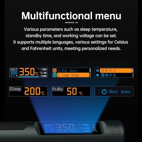 T90 Smart Soldering Iron 140W PD3.0 QC Fast Heating Digital Soldering Pen with LCD Display, Portable USB‑C Soldering Tool for Electronics Repair, DIY, PCB Soldering (T90A soldering iron Set)