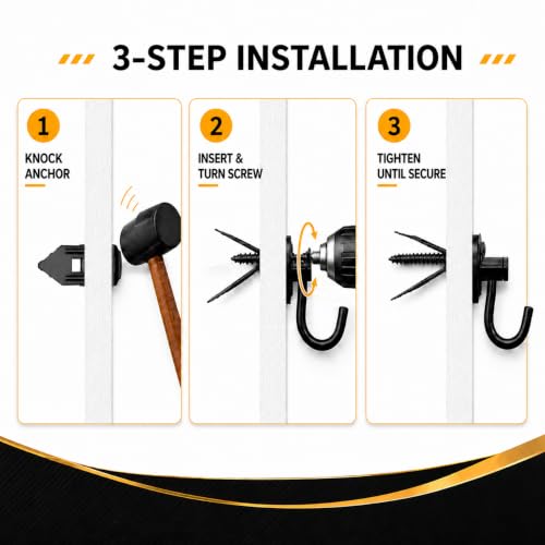 Jyphorixal 150Pcs Self Drilling Drywall Anchors with Screws Kit,Zinc Plated Steel,2 Sizes Expansion Screws and 2 Sizes Wall Anchors, Easy Application No Drill or Holes in Wall.(Electrophoretic Black) - size: Black 150Pcs 2Size kit