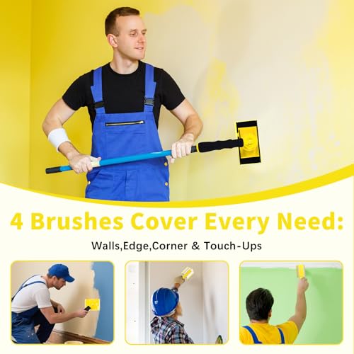 14 Pcs Paint Edger Tool Kit Yellow Edge Painting Tools for Walls Ceilings - color: Yellow