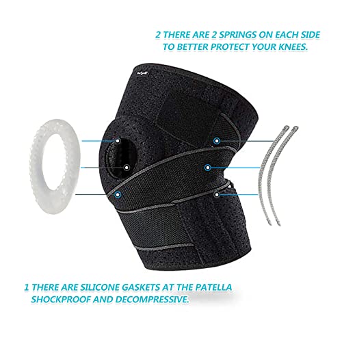 DOUFURT Knee Brace for Men & Women, Side Stabilizers & Patella Gel Pads - color: Grey & Black, size: Small(Pack of 1)