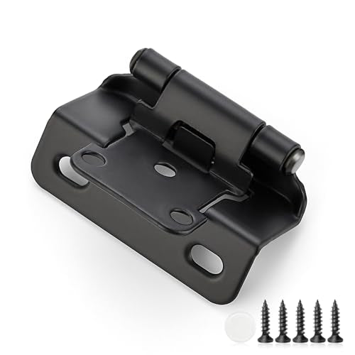 4 Pack 2 Pair Black Cabinet Hinges, 1/2" Semi Wrap Kitchen Hinges - color: Black, size: 1/2" Semi Wrap