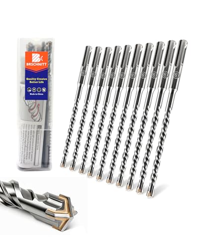 SDS Plus Carbide Cross Tip Concrete Drill Bit - 5/16" SDS-Plus Hammer Drill Set for Concrete, Brick, Stone & Masonry - 6" Length (10-Piece) - size: 5/16"x6"